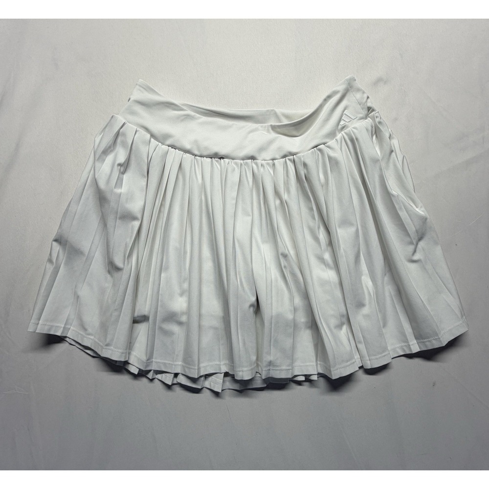 Adidas Womens White Pleated Tennis Skirt Skort Athletic Activewear Size Small